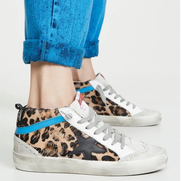 Golden Goose Shoes - Golden Goose Leopard Mid Star Sneakers